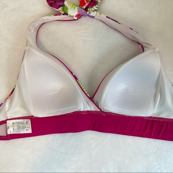 Lands End Floral Halter Bikini Top Size 8 - Picture 8 of 9